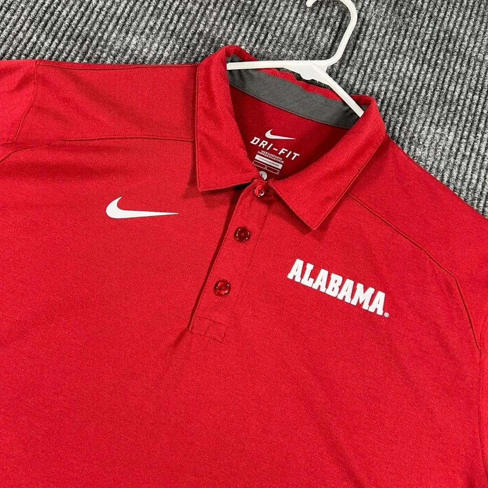 Alabama Crimson Tide Polo Shirt Mens Large Red Short Sleeve‎ Nike SEC NCAA